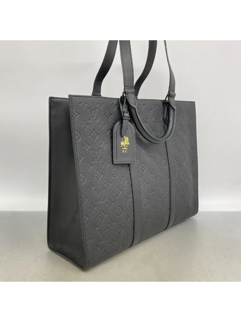 Louis Vuitton Tote Bag Taurillon Sac Plat Black 2-Way