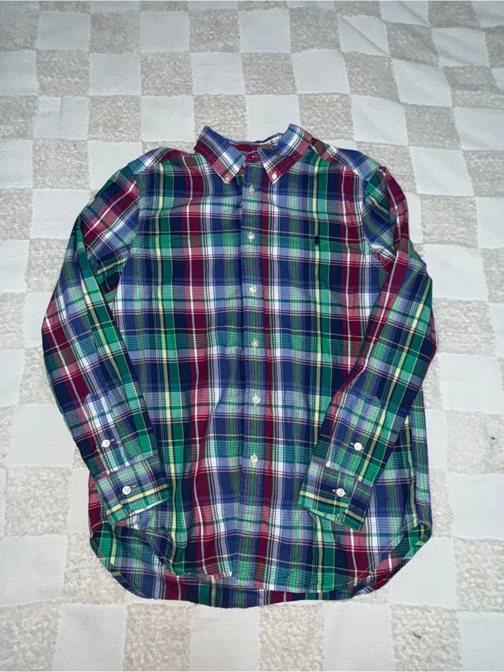 Ralph Lauren‎ Green, Blue & Red Plaid Button-Down Shirt L (14-16)