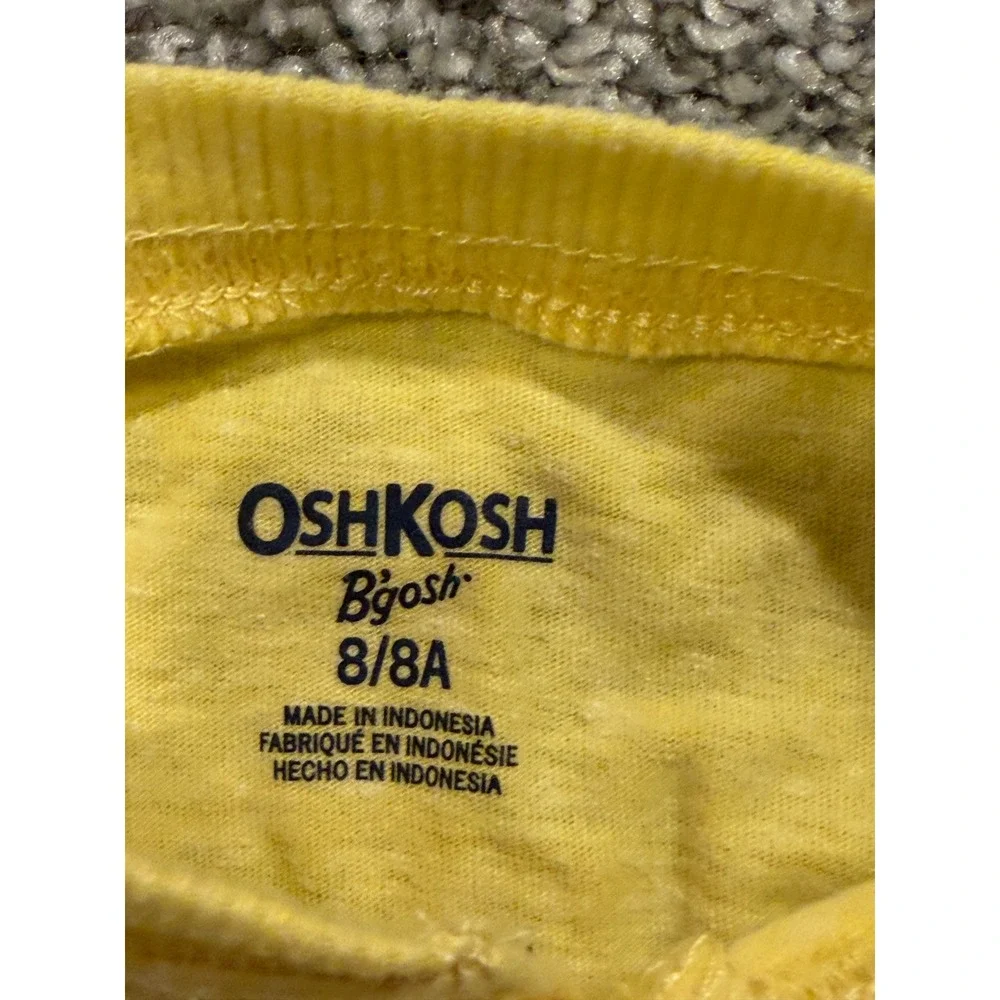 OshKosh B'gosh Henley Shirt Kids 8 Yellow Short Sleeve‎ Pocket Slub Knit Casual