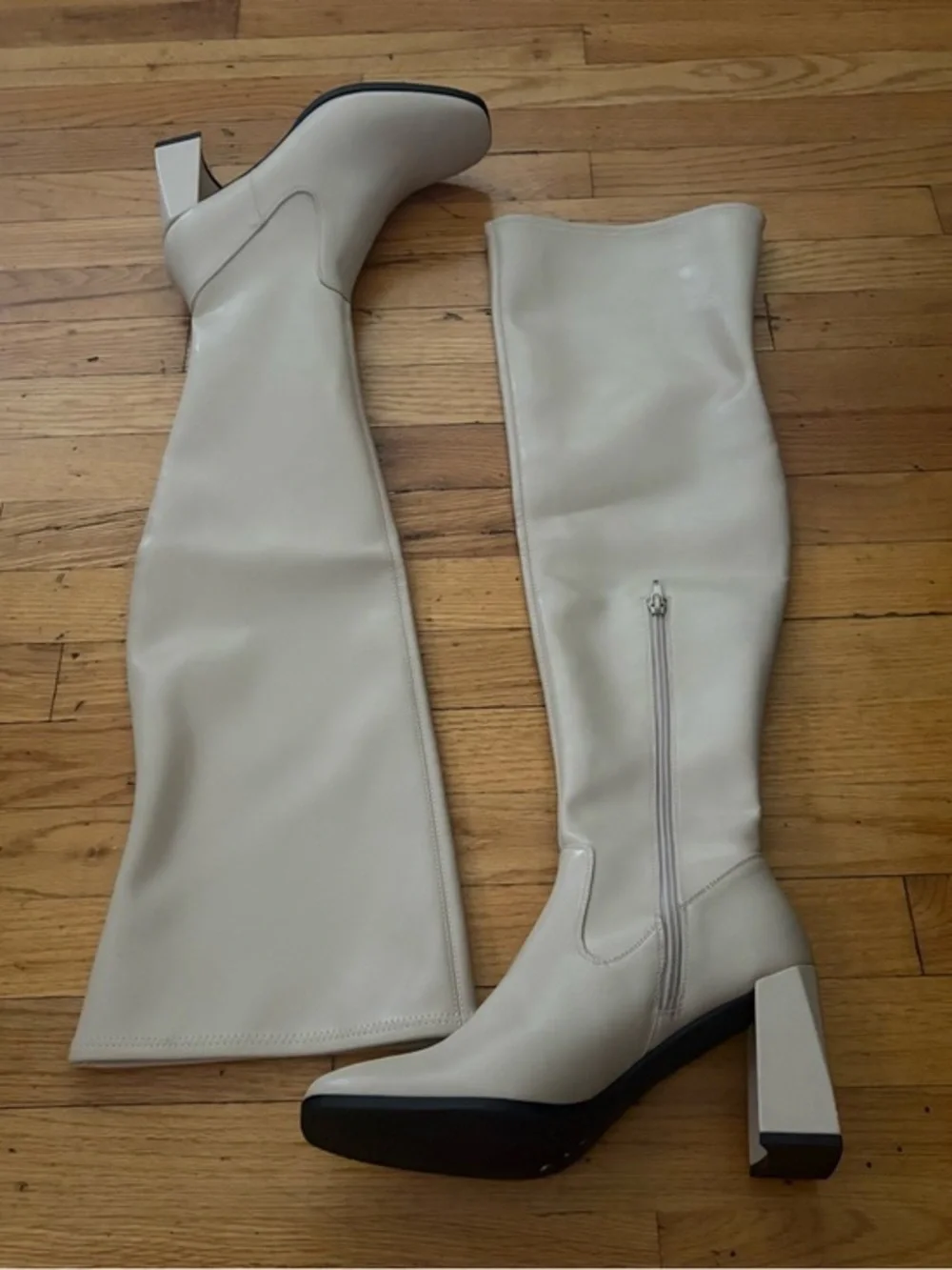 Open Edit Cream Over The Knee Boots Size 9.5