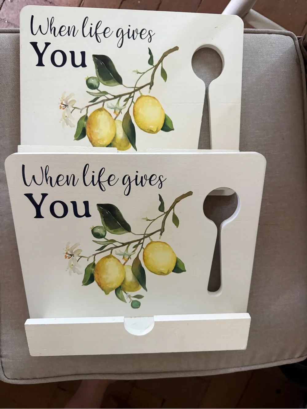 When Life Gives You Lemons Cookbook Stand - White with Yellow Lemon Design