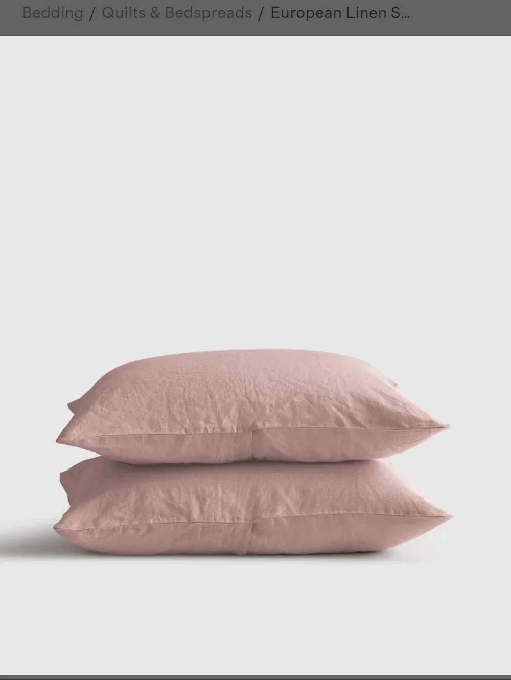 Quince KING Dust Mauce European Linen 2 Sham Set Pillow Cases