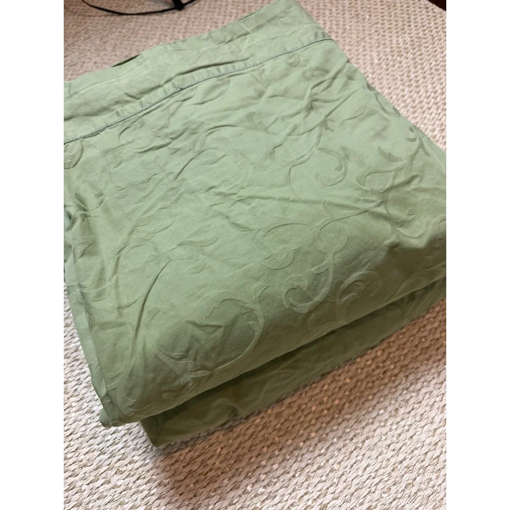 Cuddledown King sheet set Sage Green 100% Cotton Damask Scroll‎ Jacquard