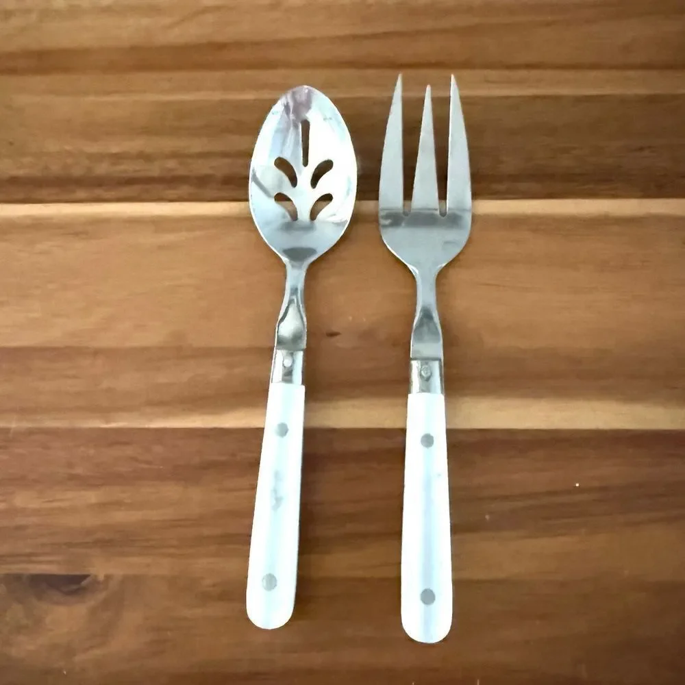 Vintage Farberware Thailand Serving Set Retro Ivory Flatware Silverware Lot of 2