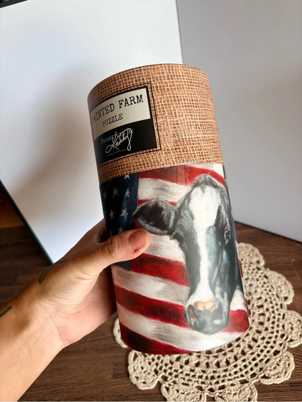 Painted Farm American Flag Cow Puzzle