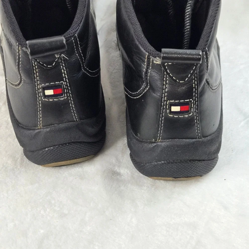 Vintage Tommy Hilfiger Men's Black Leather Mid Top Hiking Boots M14684 Size 10M