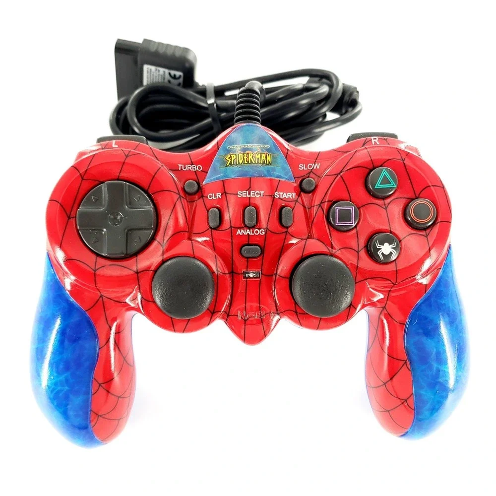 Naki Ultimate SpiderMan Sony PlayStation 2 Wired Controller PS2 PS1 Tested Works