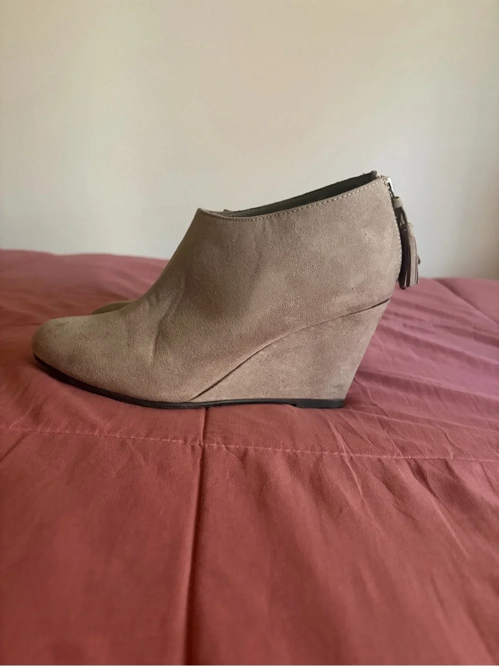 Source Unknown taupe suede