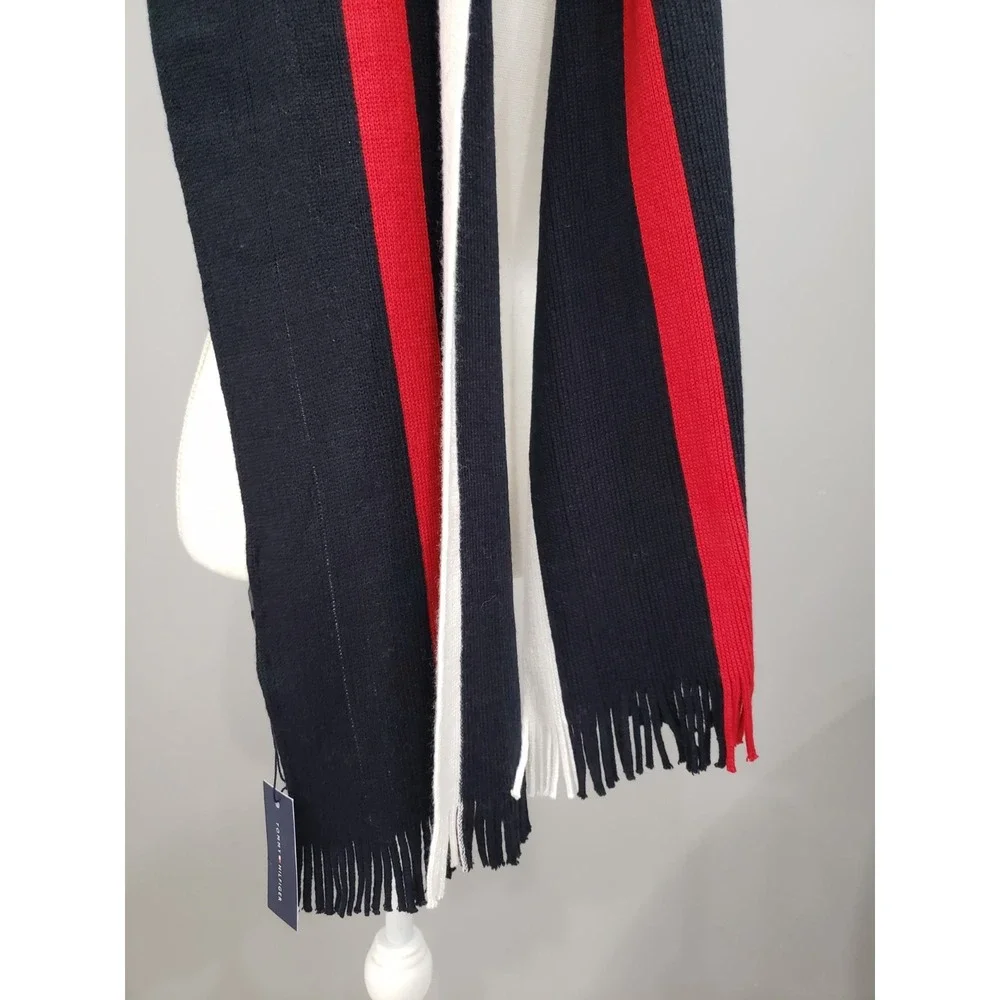 NEW Tommy Hilfiger Raschel Scarf MENS 12X66 INCHES COLOR BLOCK VARSITY PREP GOLF