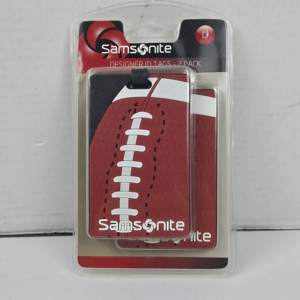 Samsonite Designer‎ ID Luggage Tags - 2 Pack Football Sports Theme NEW SEALED