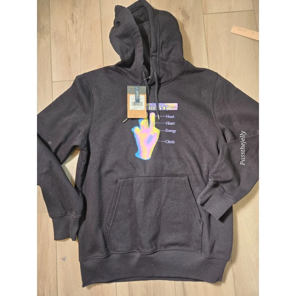 North Face Hoodie Mens Medium Black Graphic Pullover Sweatshirt‎ Outdoor Street