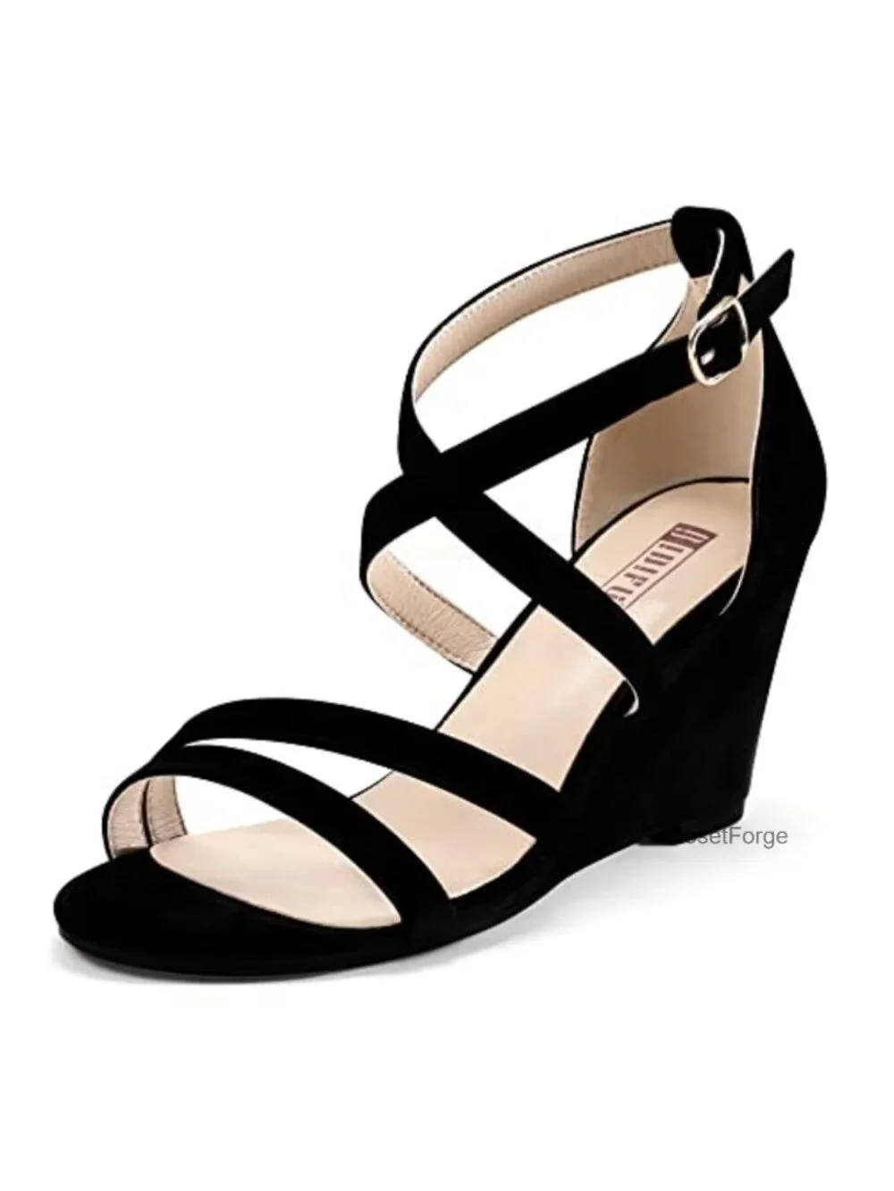 Strappy Wedge Heels Sandals 3 Inch Open Toe Ankle Strap Summer Dress Shoes