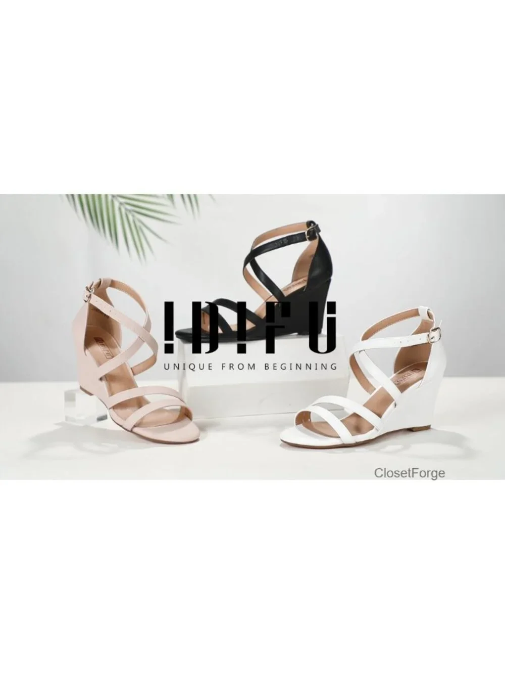 Strappy Wedge Heels Sandals 3 Inch Open Toe Ankle Strap Summer Dress Shoes