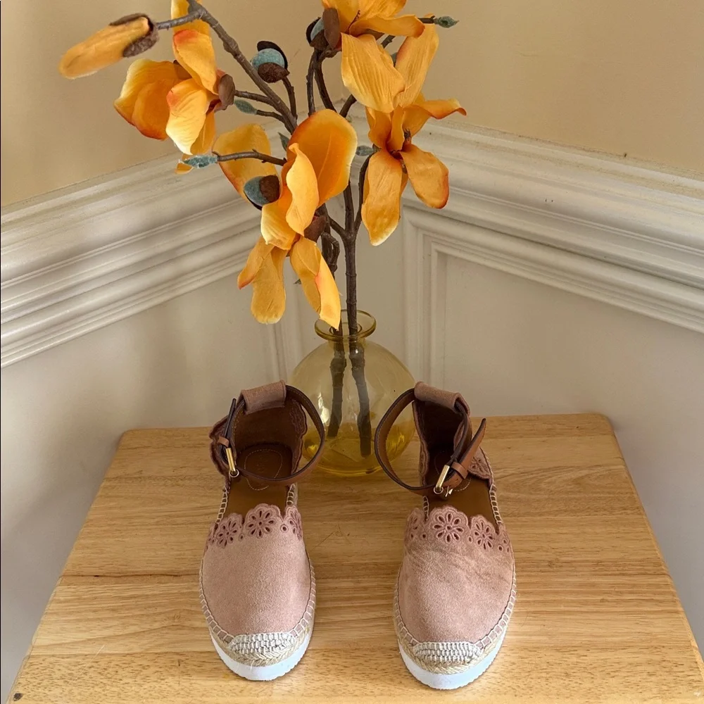 See by Chloé Glyn Floral Laser-Cut Espadrille Flats - Size 37 - 6.5/7‎ US
