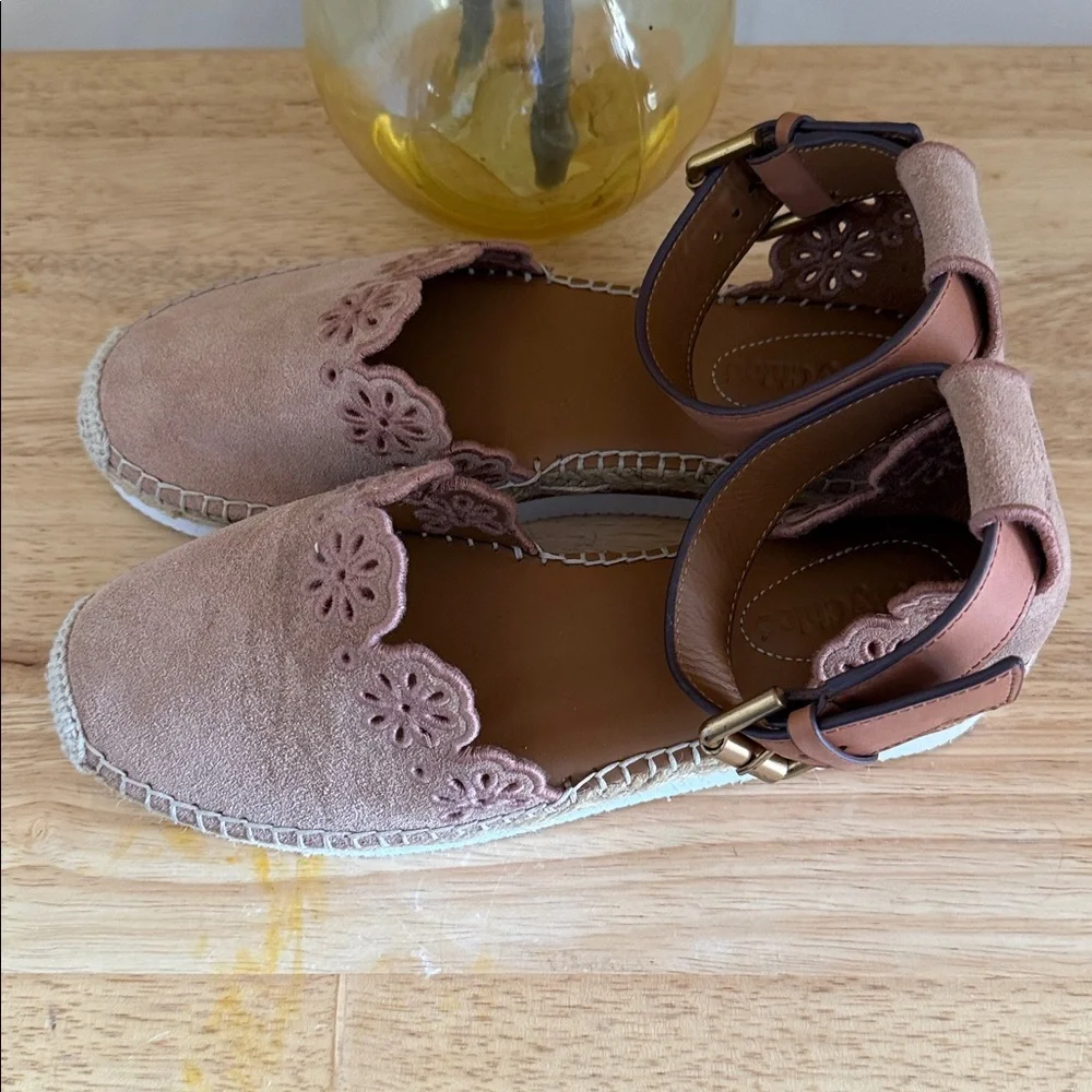 See by Chloé Glyn Floral Laser-Cut Espadrille Flats - Size 37 - 6.5/7‎ US