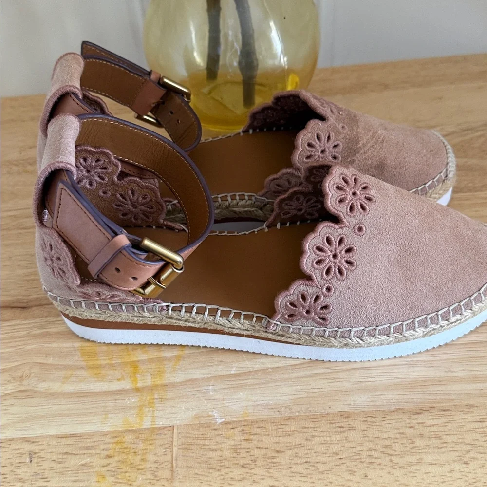 See by Chloé Glyn Floral Laser-Cut Espadrille Flats - Size 37 - 6.5/7‎ US