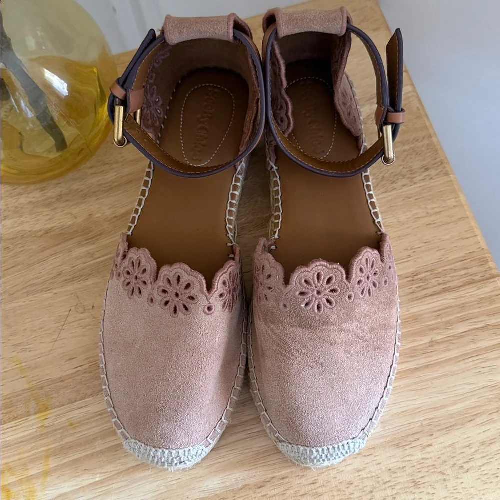 See by Chloé Glyn Floral Laser-Cut Espadrille Flats - Size 37 - 6.5/7‎ US