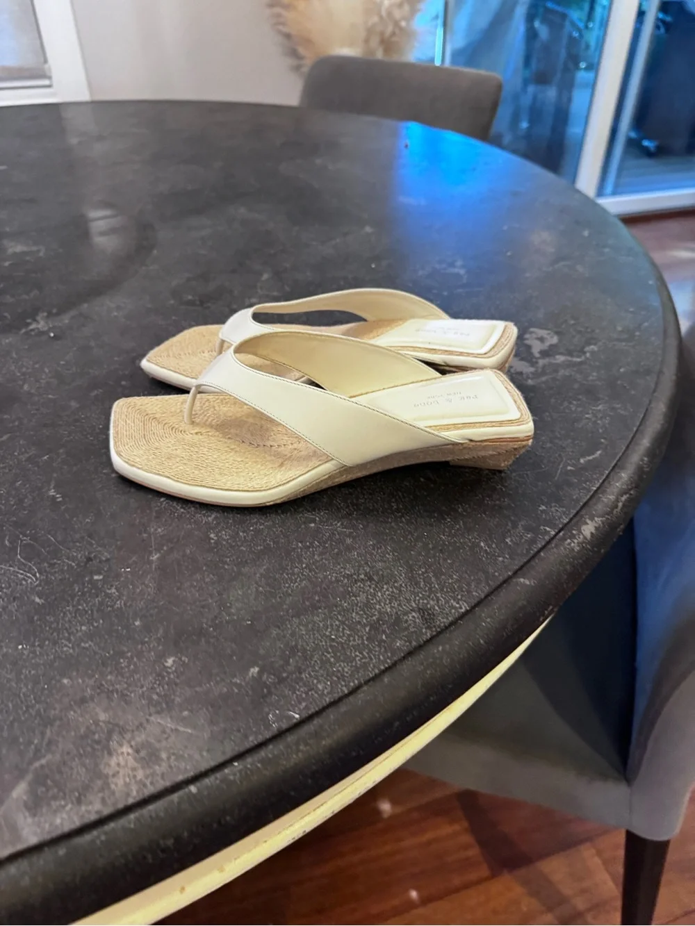 rag & bone Cream Leather Jo Espadrille Wedge Flip