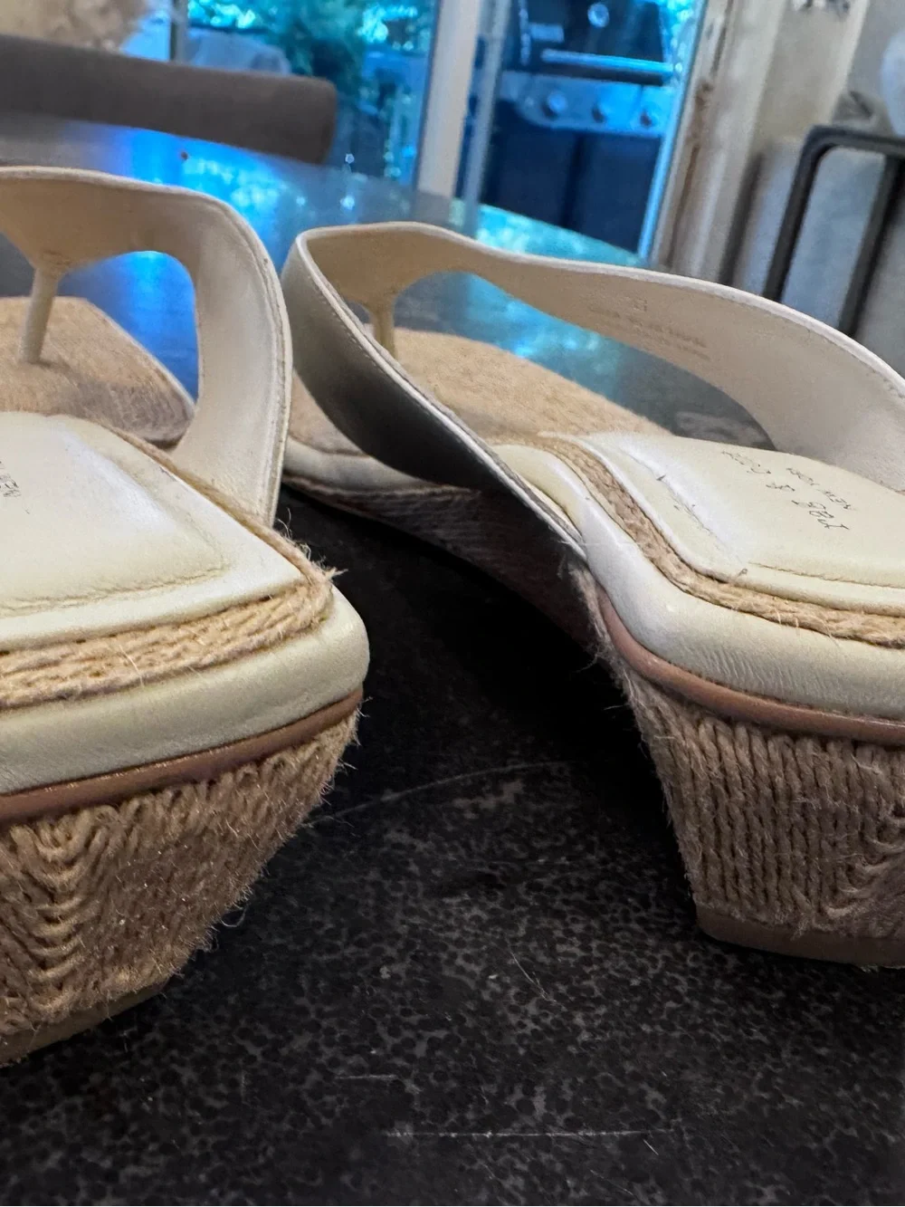 rag & bone Cream Leather Jo Espadrille Wedge Flip