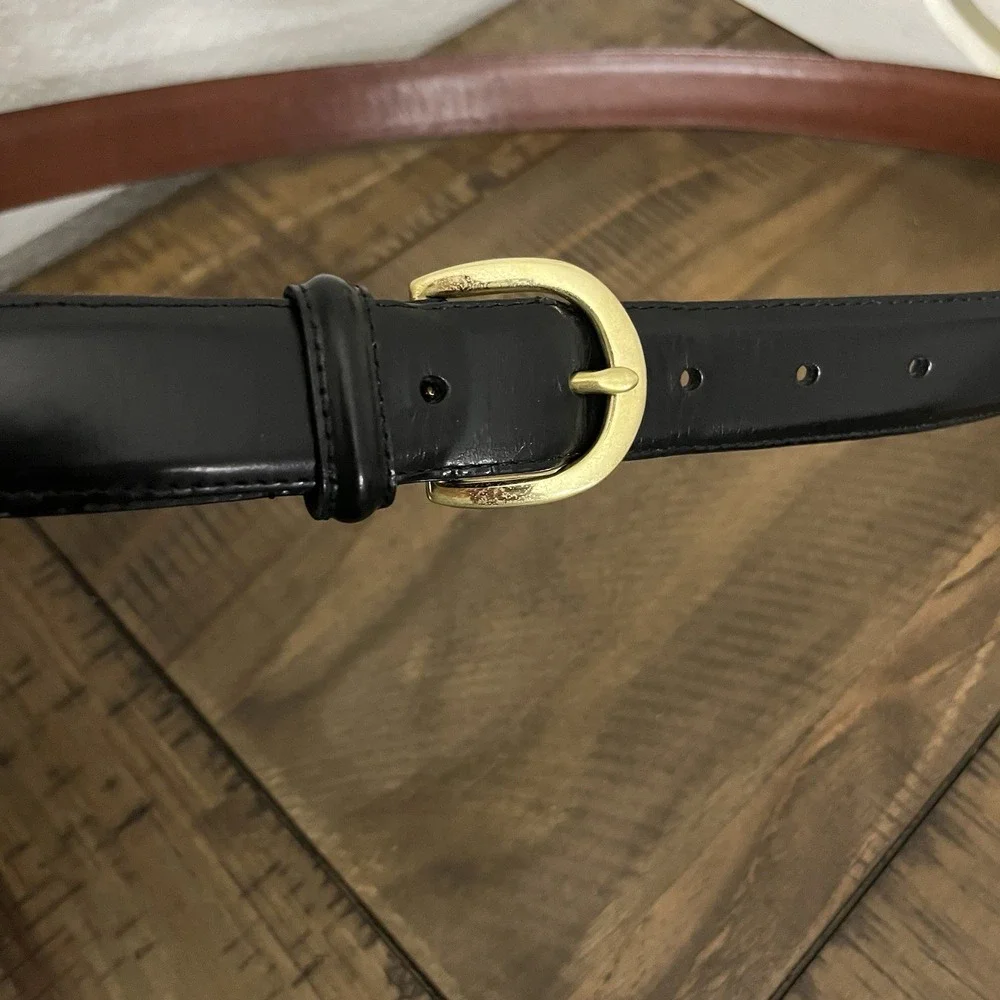 COACH Men's dress belt 42 black leather COWHIDE‎ handcrafted 3921
