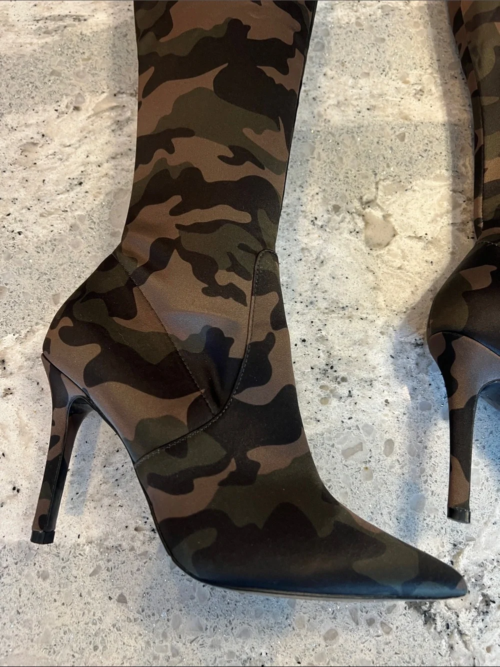 ALDO Sailors Camo Thigh High Stiletto Boots Pointed Toe EU 36 Like New