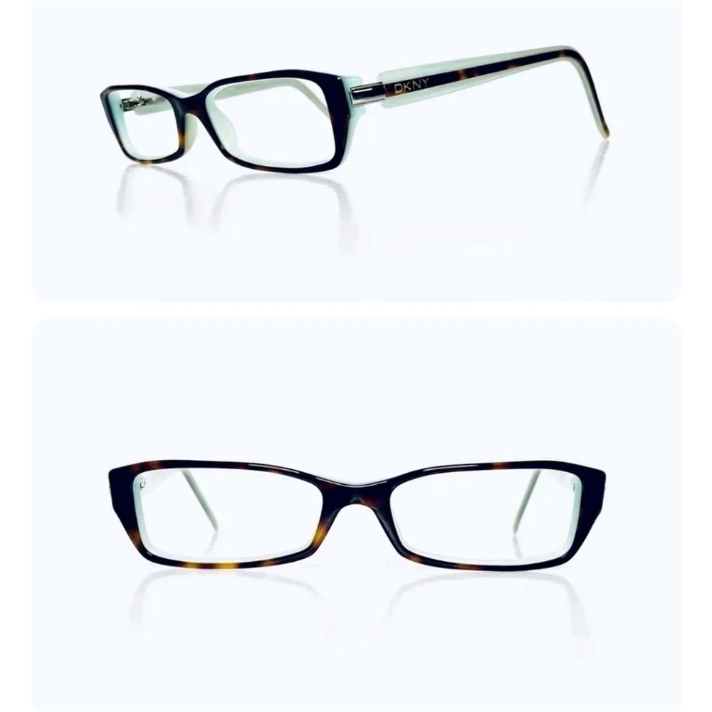 DKNY women's Tortoise Rectangular perscription Frame W Teal Interior Glasses New