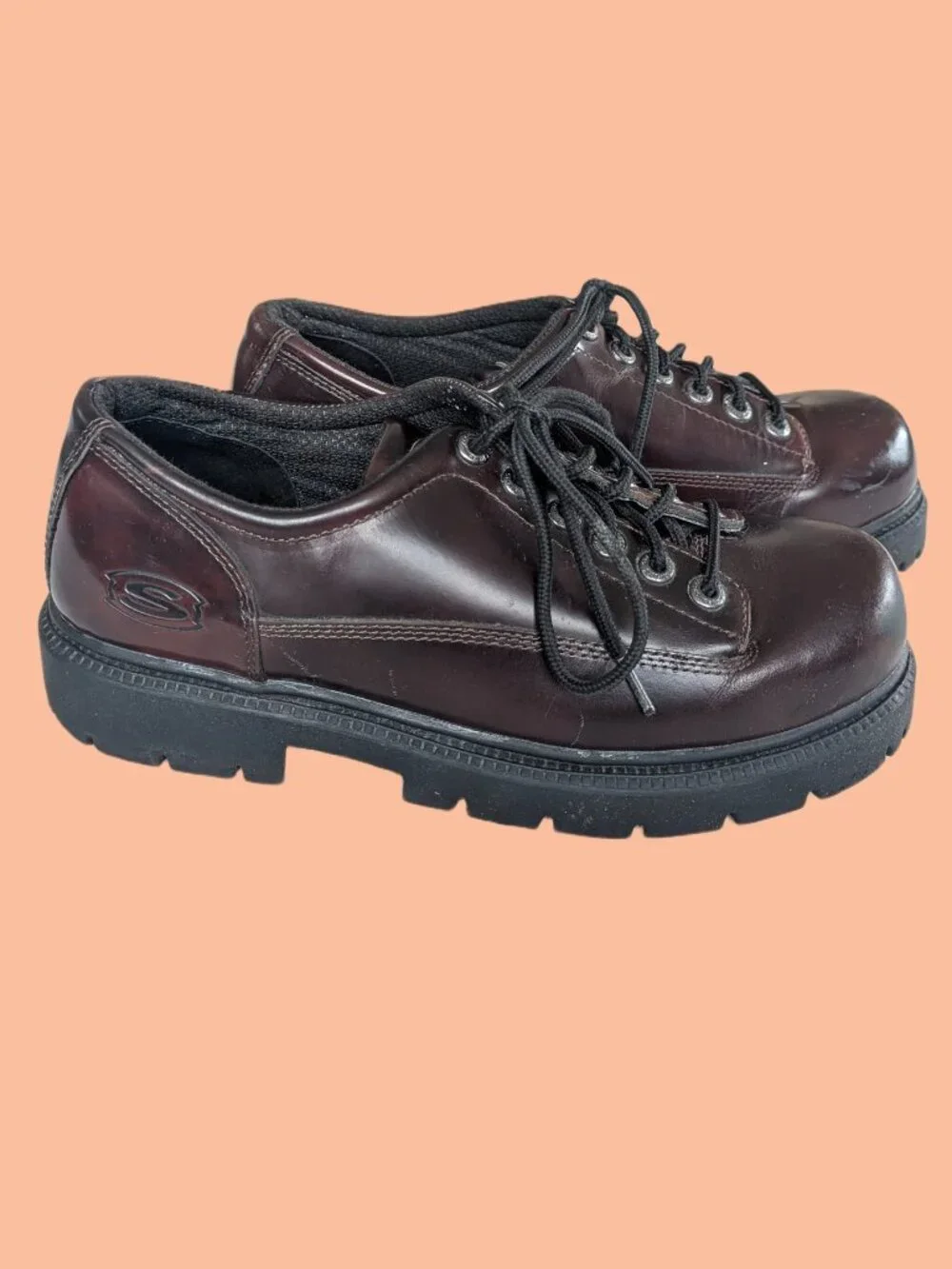 Rich Burgundy Leather Vintage Y2K Skechers Jammers platform oxfords - US Mens 12