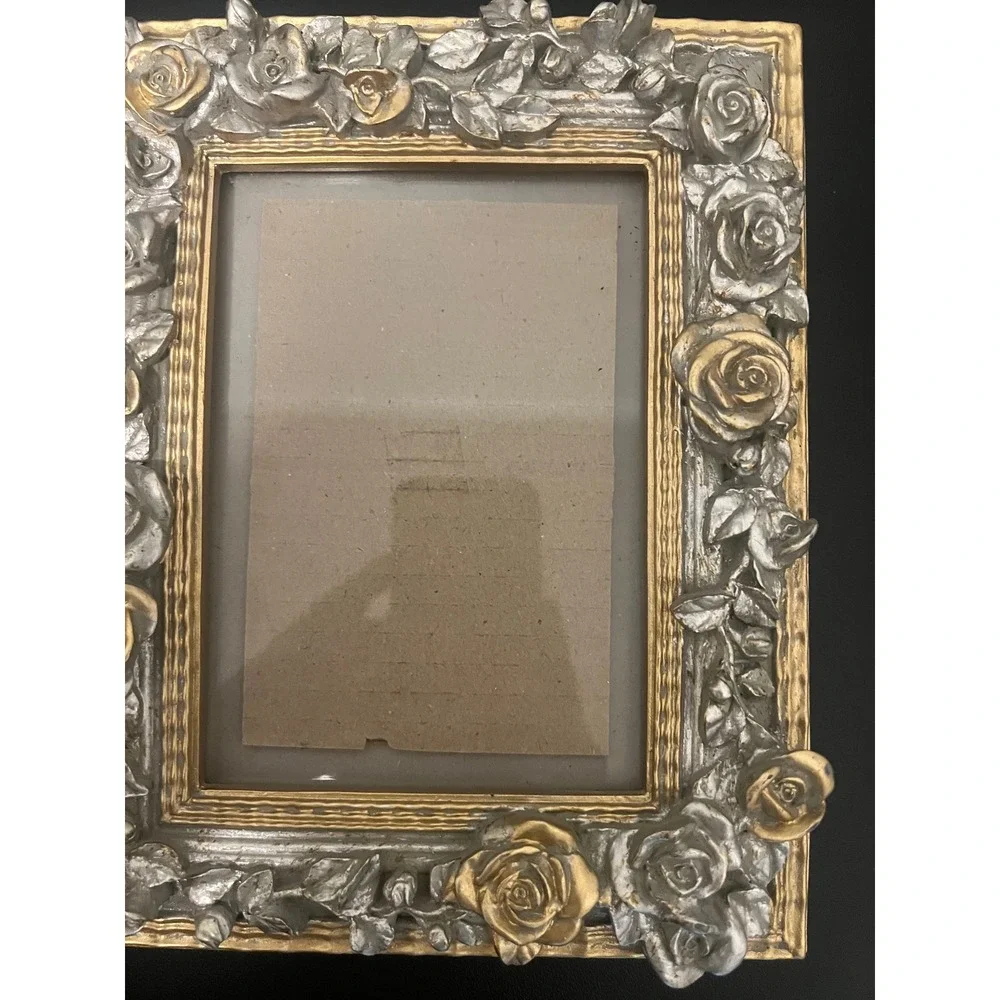 Rose Picture Frame Unisex 5x7 Gold Silver Excellent Floral Ornate