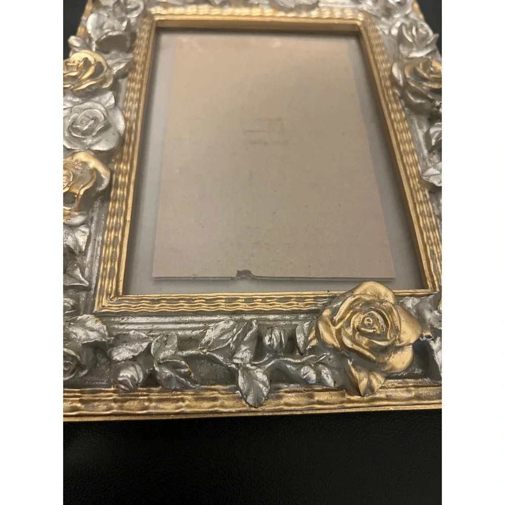 Rose Picture Frame Unisex 5x7 Gold Silver Excellent Floral Ornate