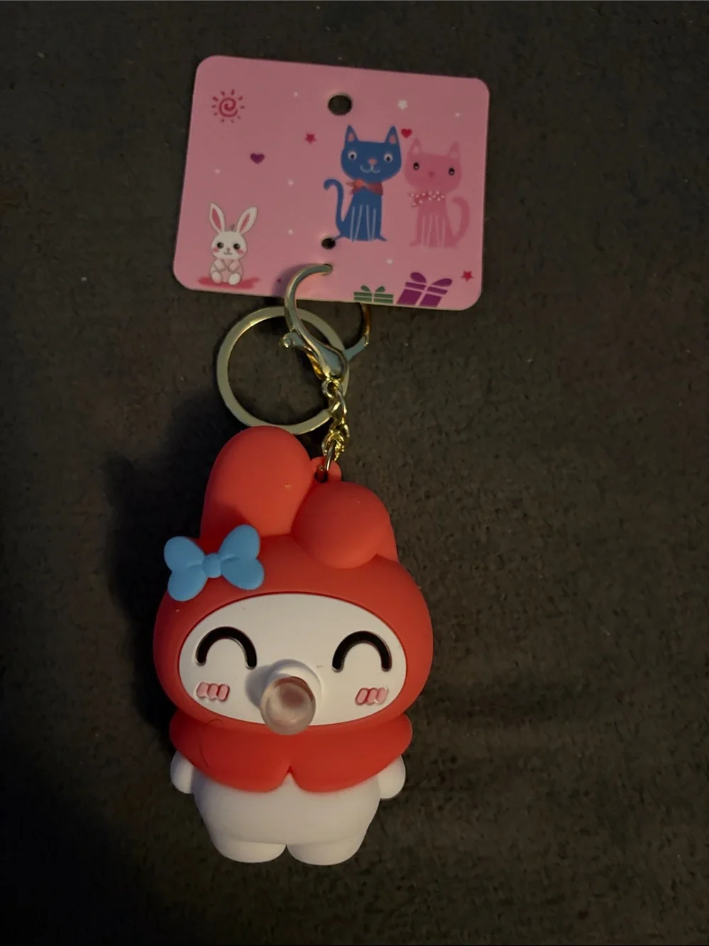 Cute Red Cat-Themed Silicone Squishy Keychain
