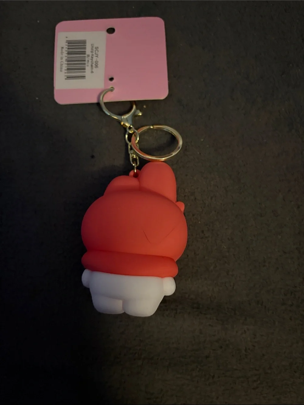 Cute Red Cat-Themed Silicone Squishy Keychain