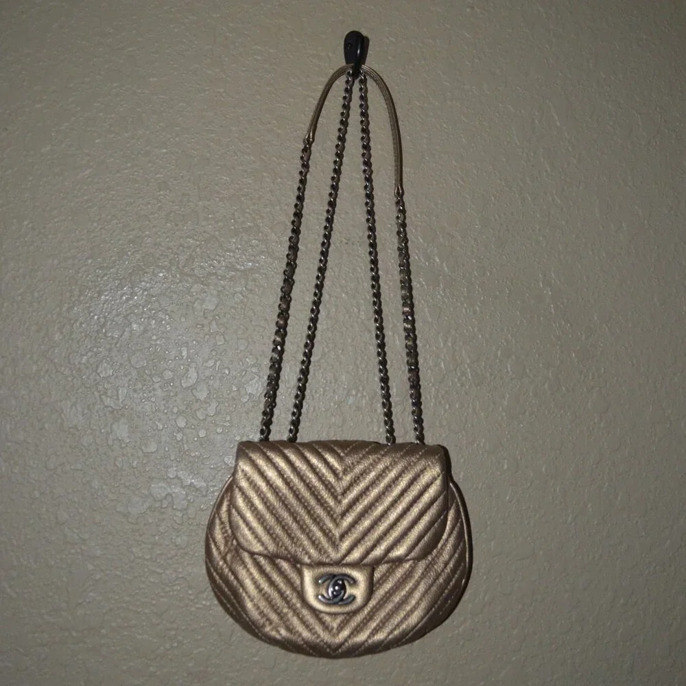 CHANEL bronze leather