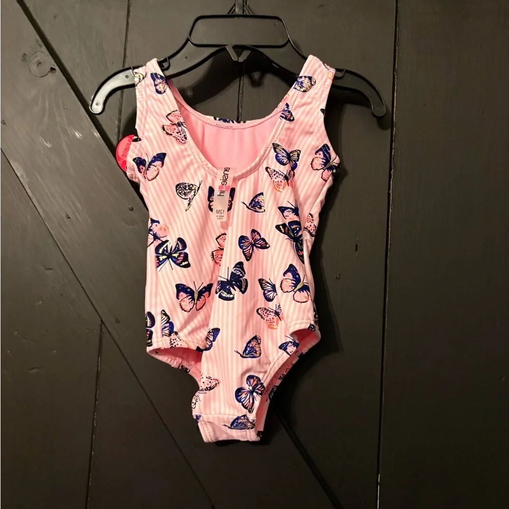 Kensie Girl Pink and Blue Butterfly One Piece