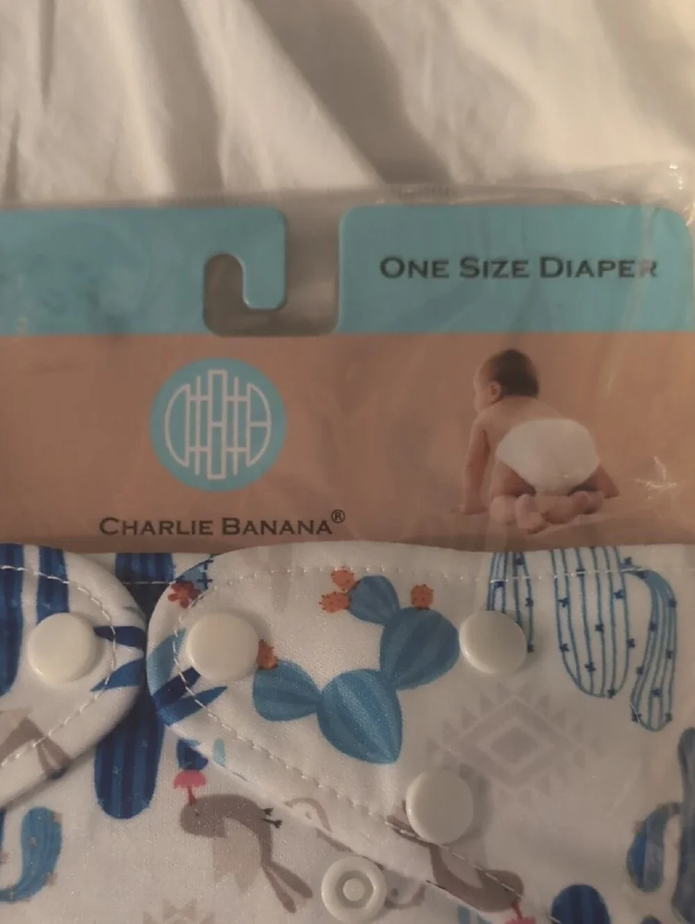Charlie Banana Blue Cactus Print Reusable Diaper Cover