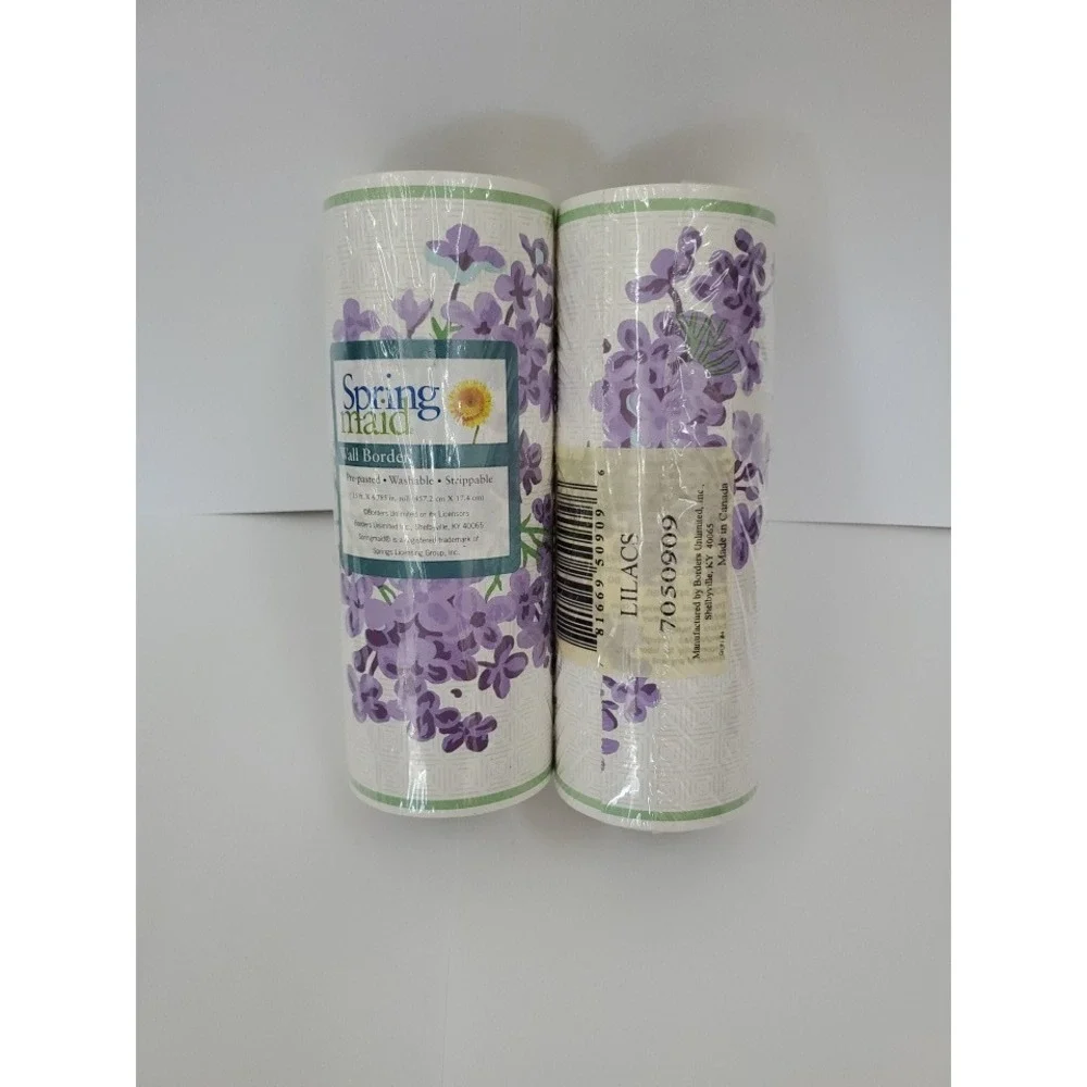 Springmaid Lilacs Wall Border 2 Rolls Pre-pasted Floral Purple 15ft‎ x 6.785in