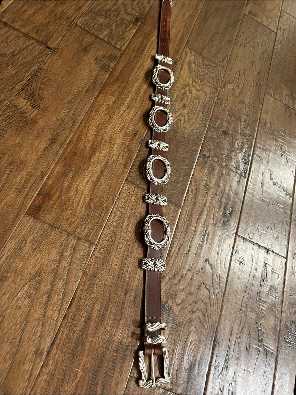 Vintage Lady Nadim Brown Leather Western Concho Belt Size M