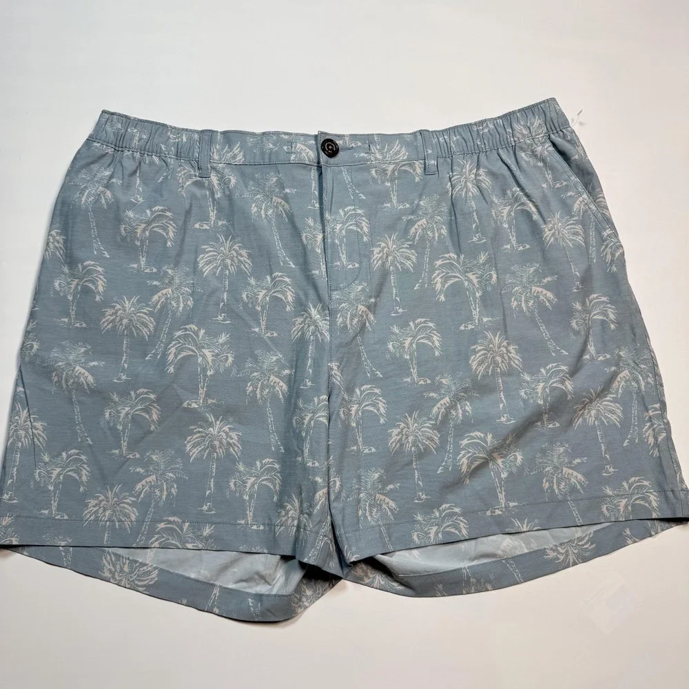 Chubbies‎ Shorts Mens 3XL Blue Palm Tree Beach Print Chino Elastic Waist