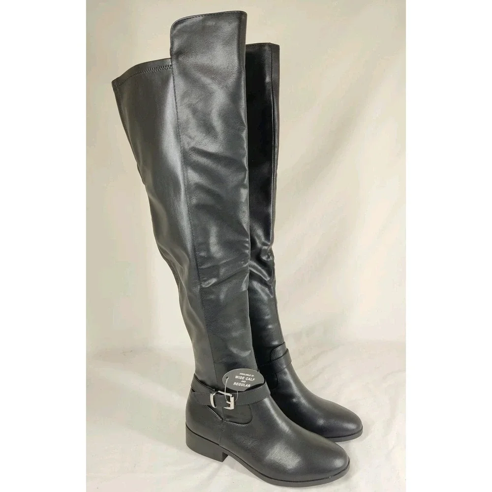 Style & Co. Womens Charlaa‎ Faux Leather Over-The-Knee Boots | Black Sm | 7M