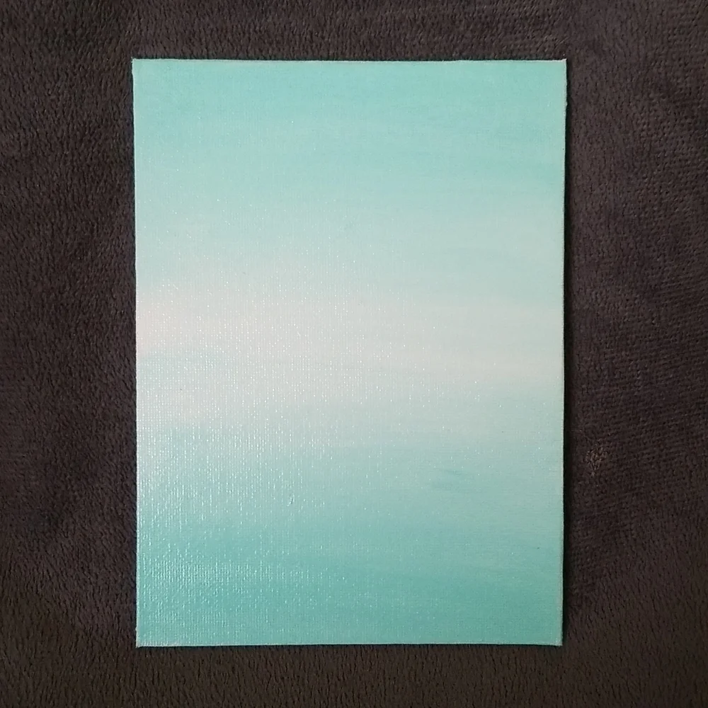 5×7 Seafoam Green and White Ombre Painting