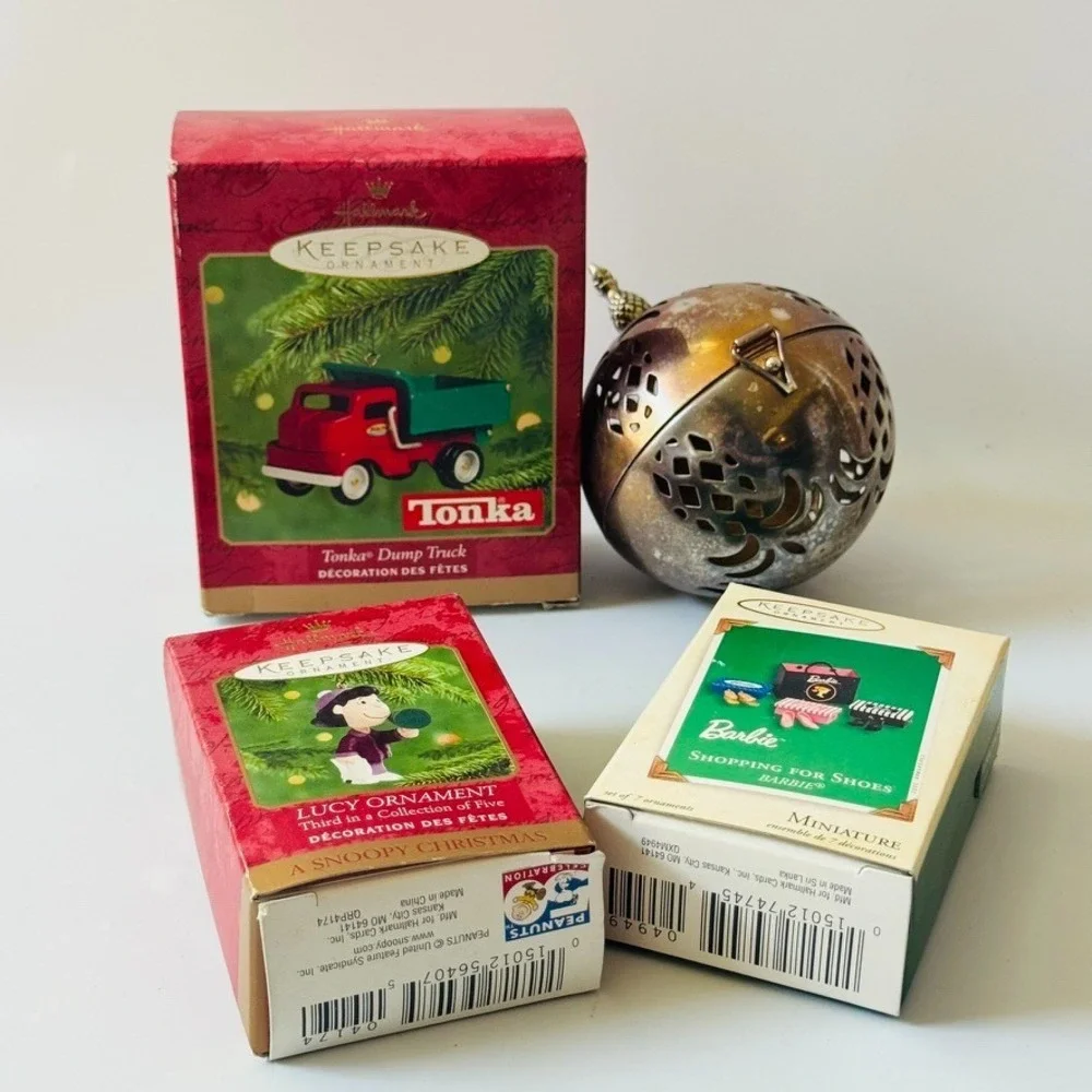 Lot Of 4 Merry Tonka Lucy Barbie Lenox Hallmark VTG 90s Christmas‎ Ornaments