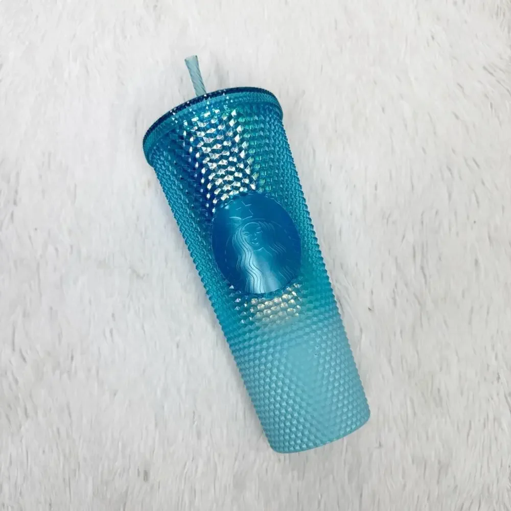 STARBUCKS / ombré teal glacier blue studded venti tumbler