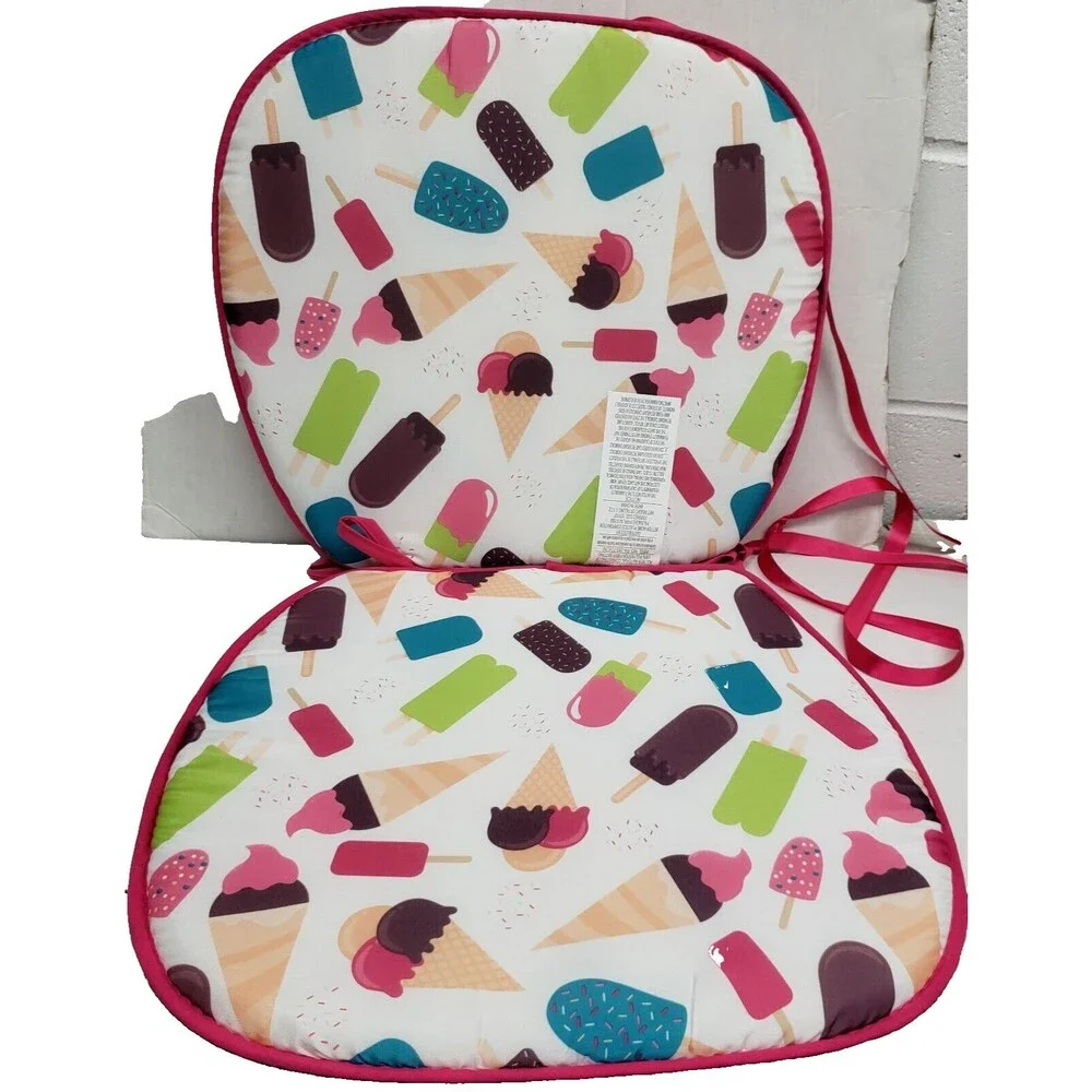 Set of 2 SAME CHAIR PADS CUSHIONS w/pink ties,15