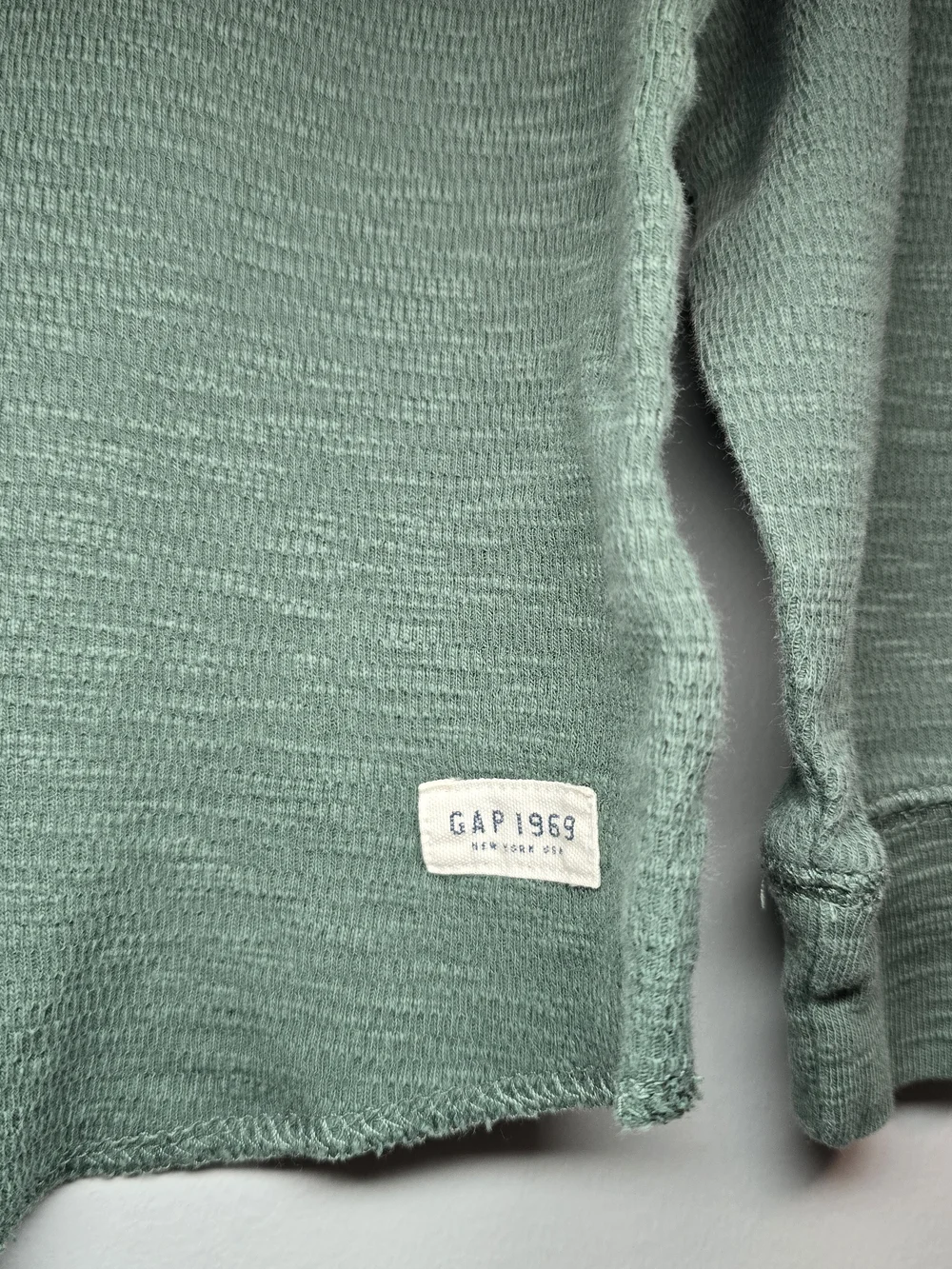GAP Kid's Long-Sleeve Waffle Knit Top in Sage Layering Fall School Style