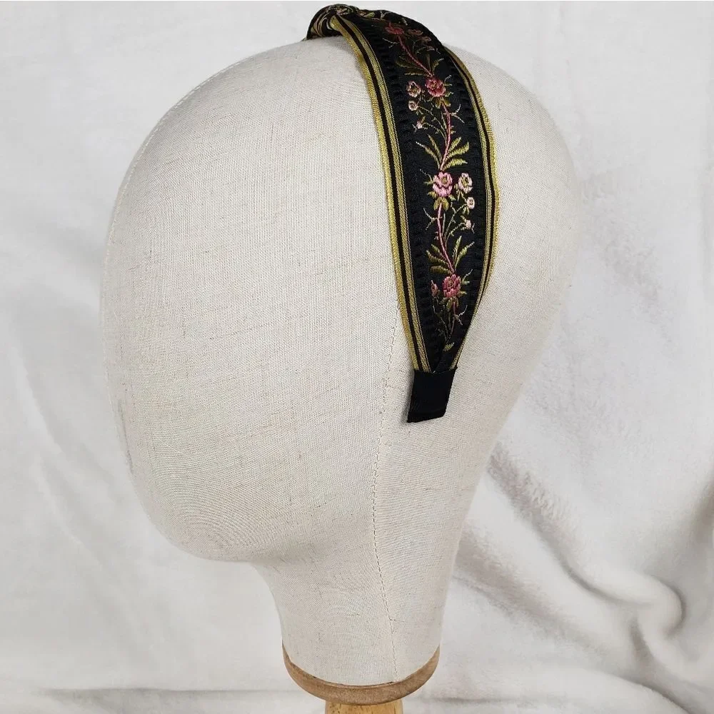 Embroidered Top Knot Headband