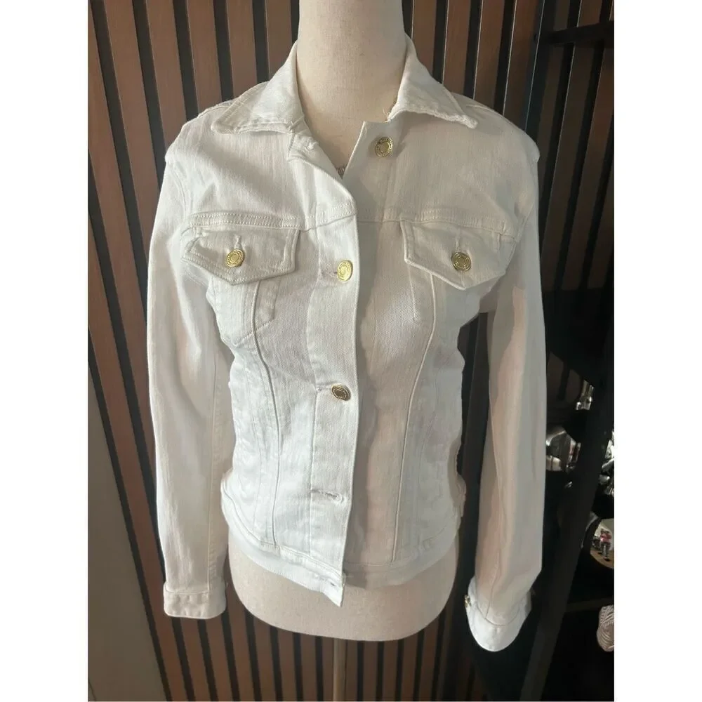 Michael kors white jean jacket size xs