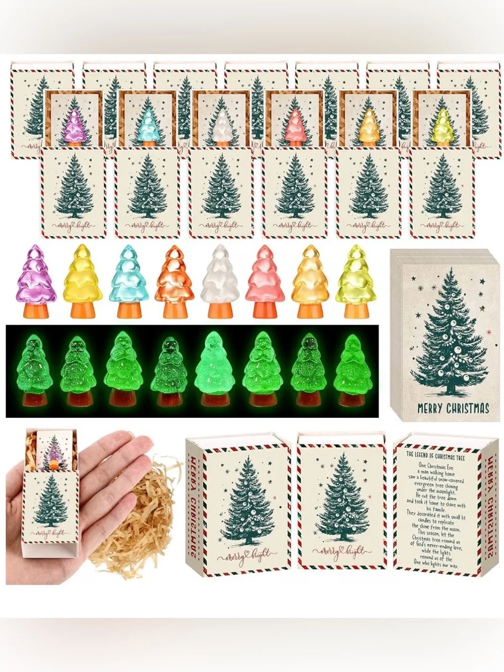 Holiday Mini Christmas Tree Matchbox Favors Positive Resin gift event family