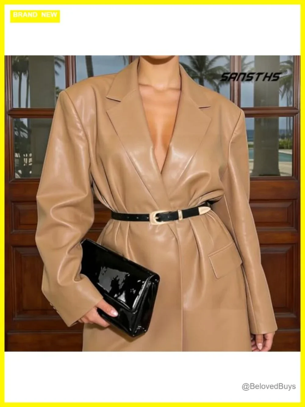 Women Skinny Faux Leather Belt with Gold Buckle for Jeans and Dresses