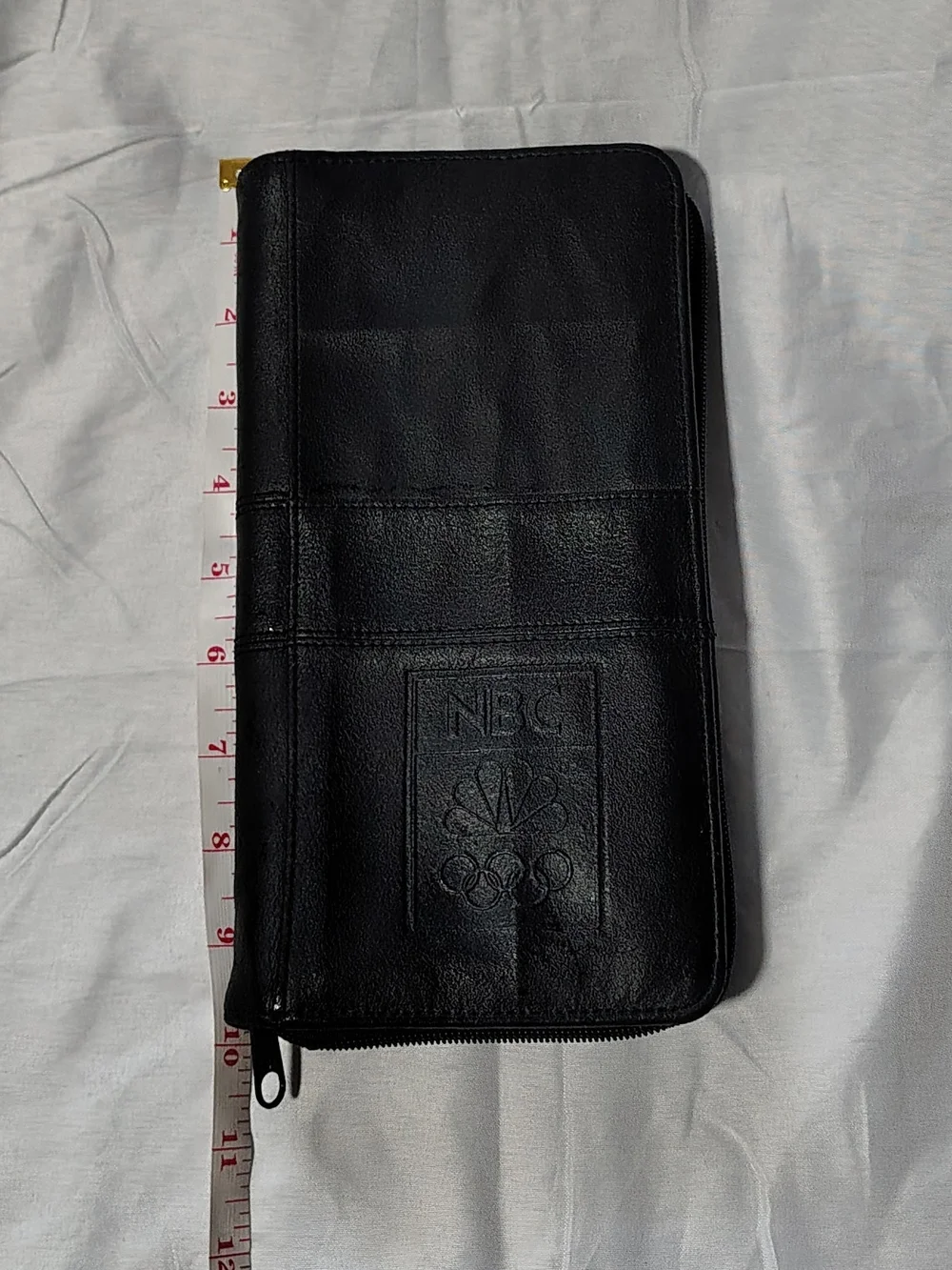 Rare Vintage NBC 2016 Olympics Black Zippered Leather Travel Organizer Wallet