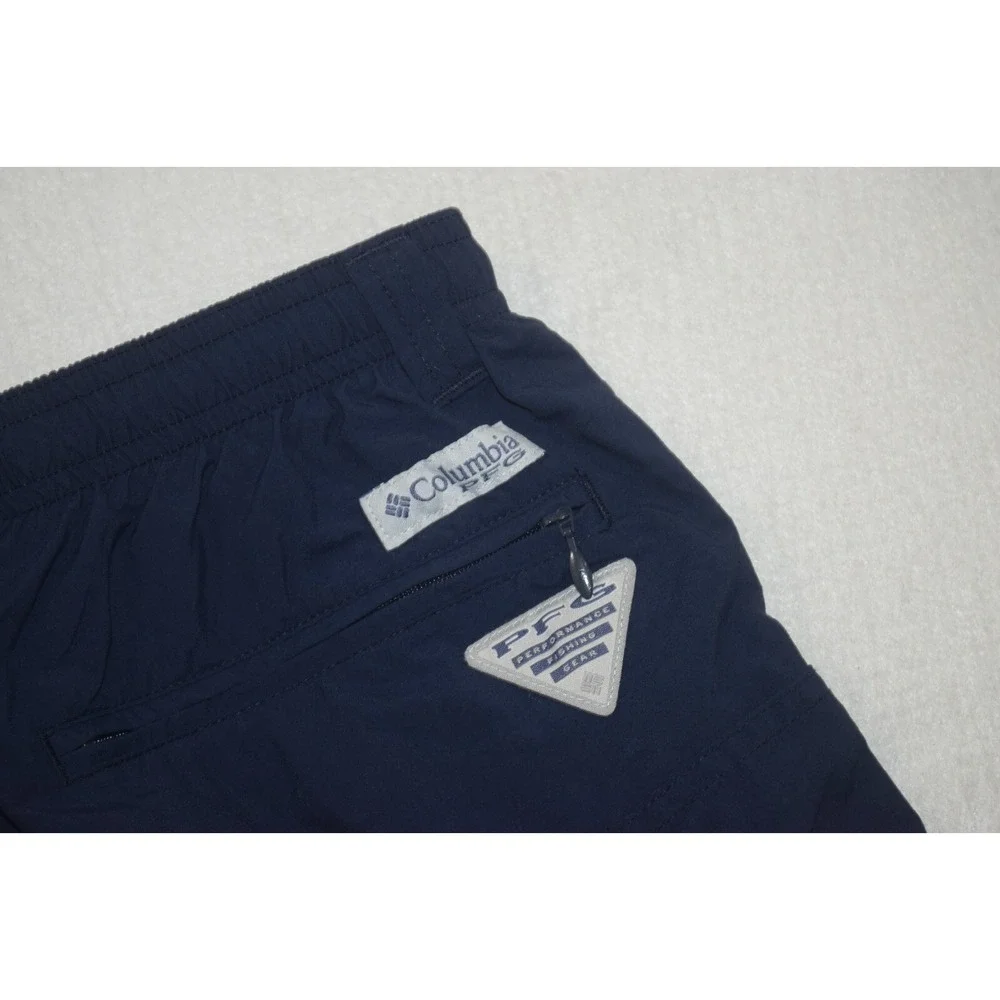 Columbia PFG Fishing Swim Trunks Blue‎ Nylon W/Pockets Mens Size Small x 6