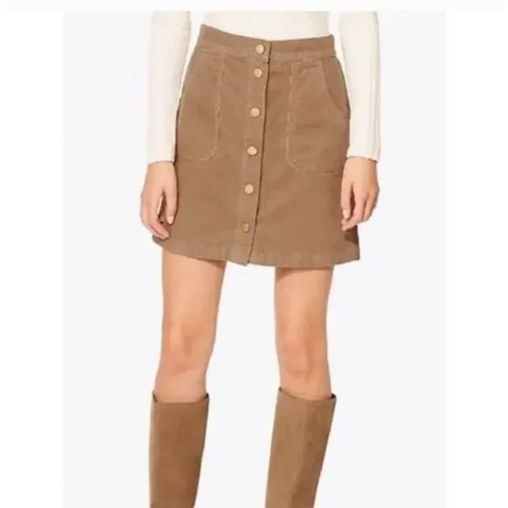 Tory Burch Lucitano Corduroy Button-Down Mini Skirt Size 8